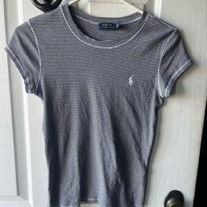 Ralph Lauren Black and White Striped Short Sleeve Tee